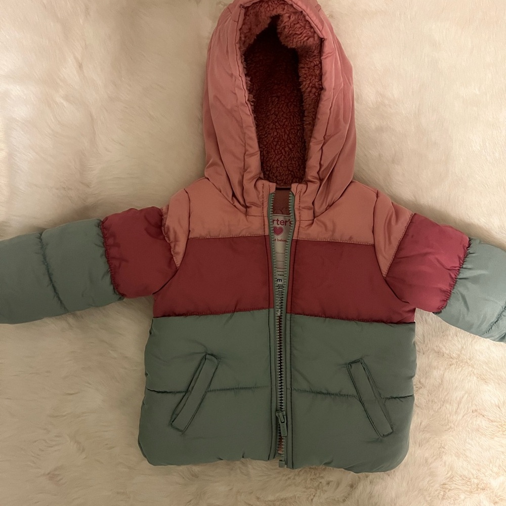 Carter's Pink and Green Hooded Jacket